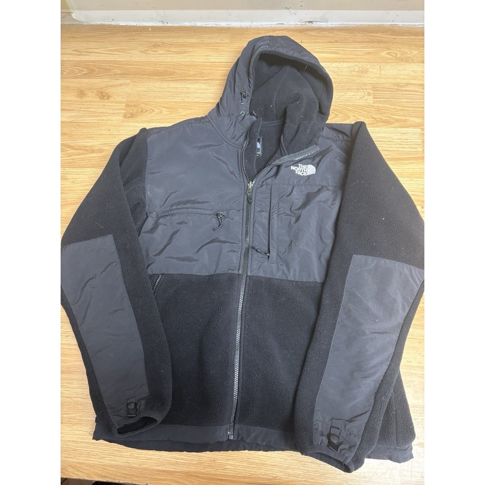 The North Face Denali Hoodie Mens Medium Polartec Black Fleece Full Zip Jacket